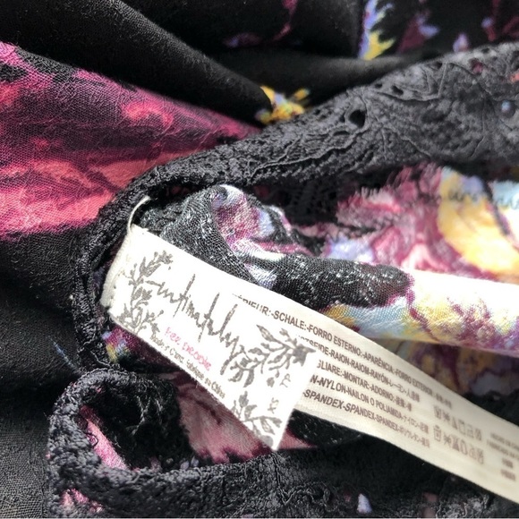 Free People Marsha Floral Print Lace Slip Dress festival boho oversized XS - Picture 8 of 10